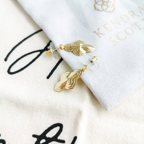 Kendra Scott Metal Drop Earrings - Abbie Gold - Picture 2 of 3